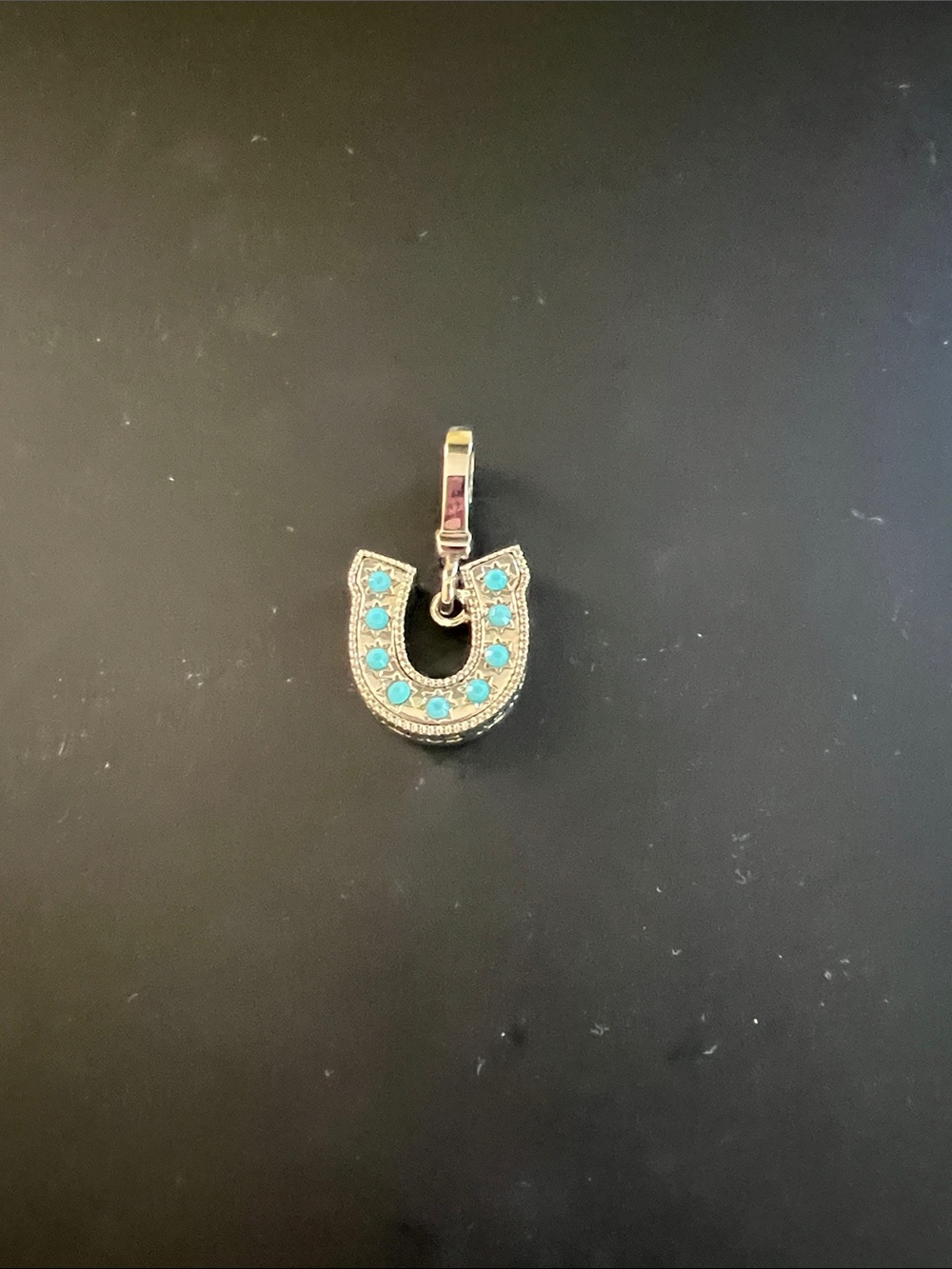 Juicy Couture Silver- Tone Horseshoe Pendant with Turquoise Stones